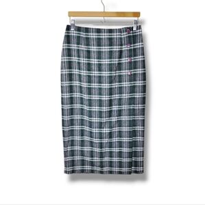 Vintage 90s Rear Ends Inc Plaid Midi Skirt 10 Made in USA Preppy Academia